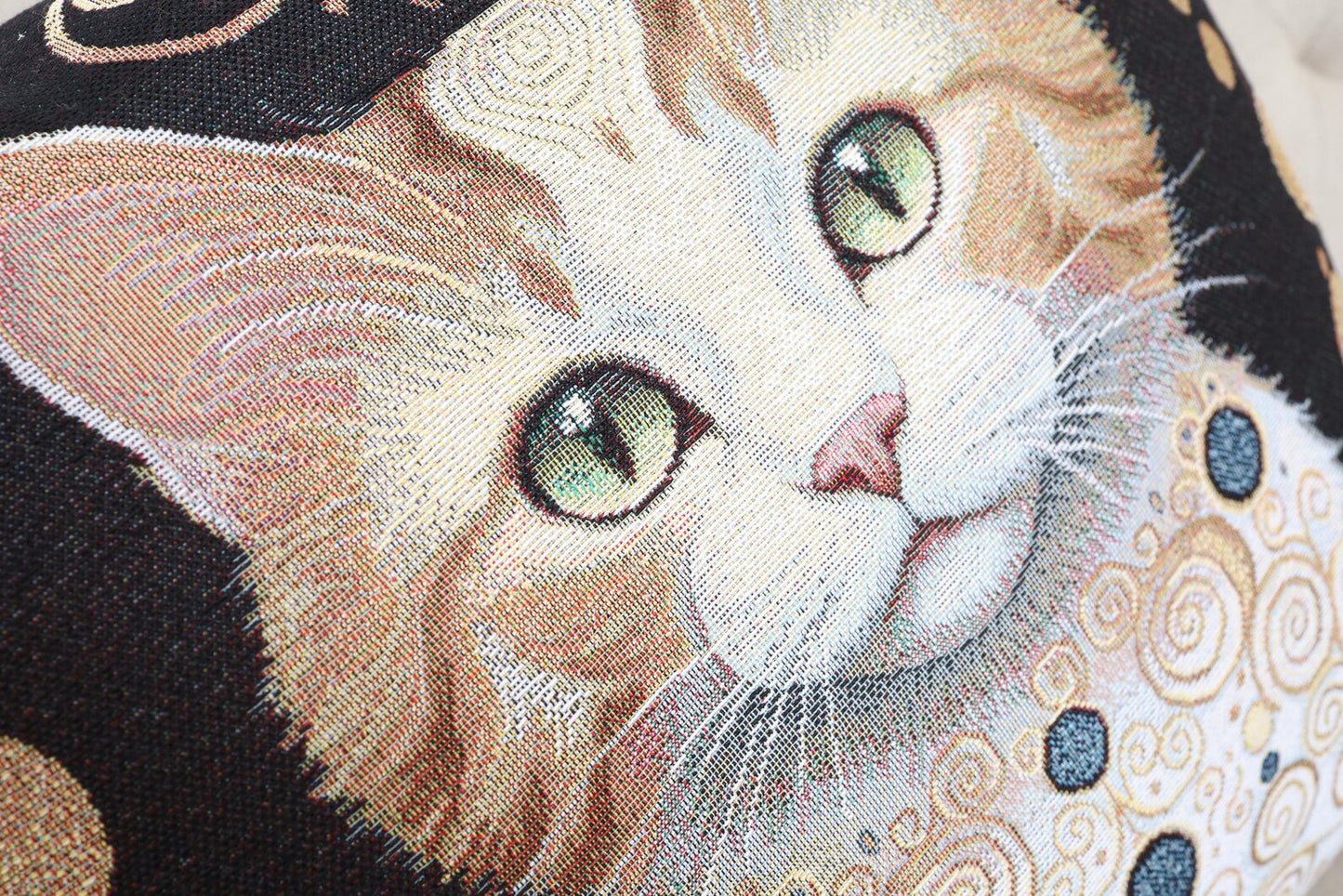 Golden Cat Double-Sided Cushion Cover | 18x18" pillow cover | Tapestry throw pillow | Modern home decor | Cat pillowcase