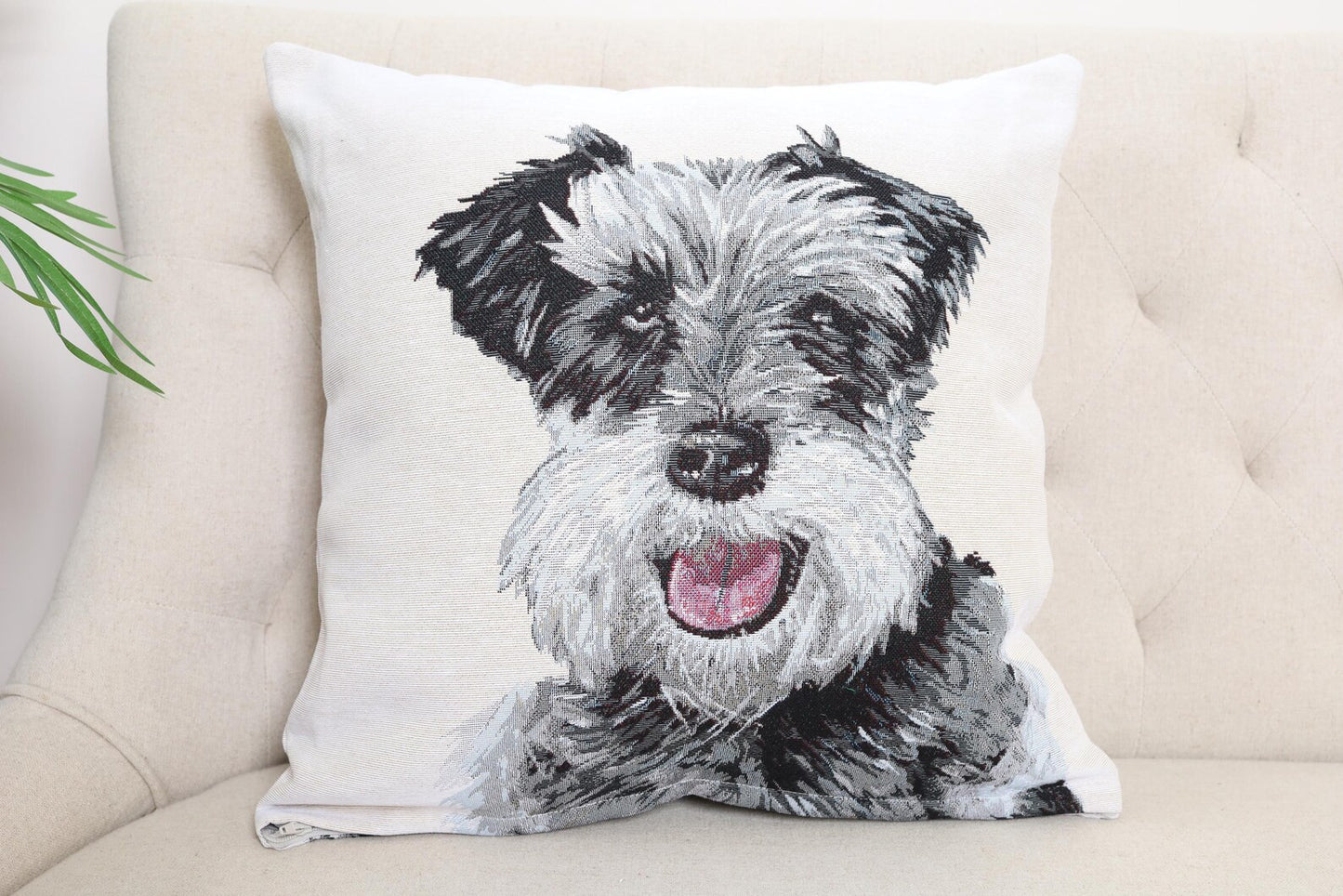 Schnauzer Double-Sided Cushion Cover | 18x18" pillow cover | Tapestry throw pillow | Modern home decor | Dog pillowcase