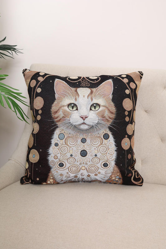 Golden Cat Double-Sided Cushion Cover | 18x18" pillow cover | Tapestry throw pillow | Modern home decor | Cat pillowcase